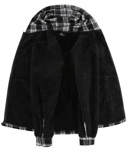 ZITY Men's Autumn Winter Plaid Thick Sherpa Line Hoodie-CUMJA05731