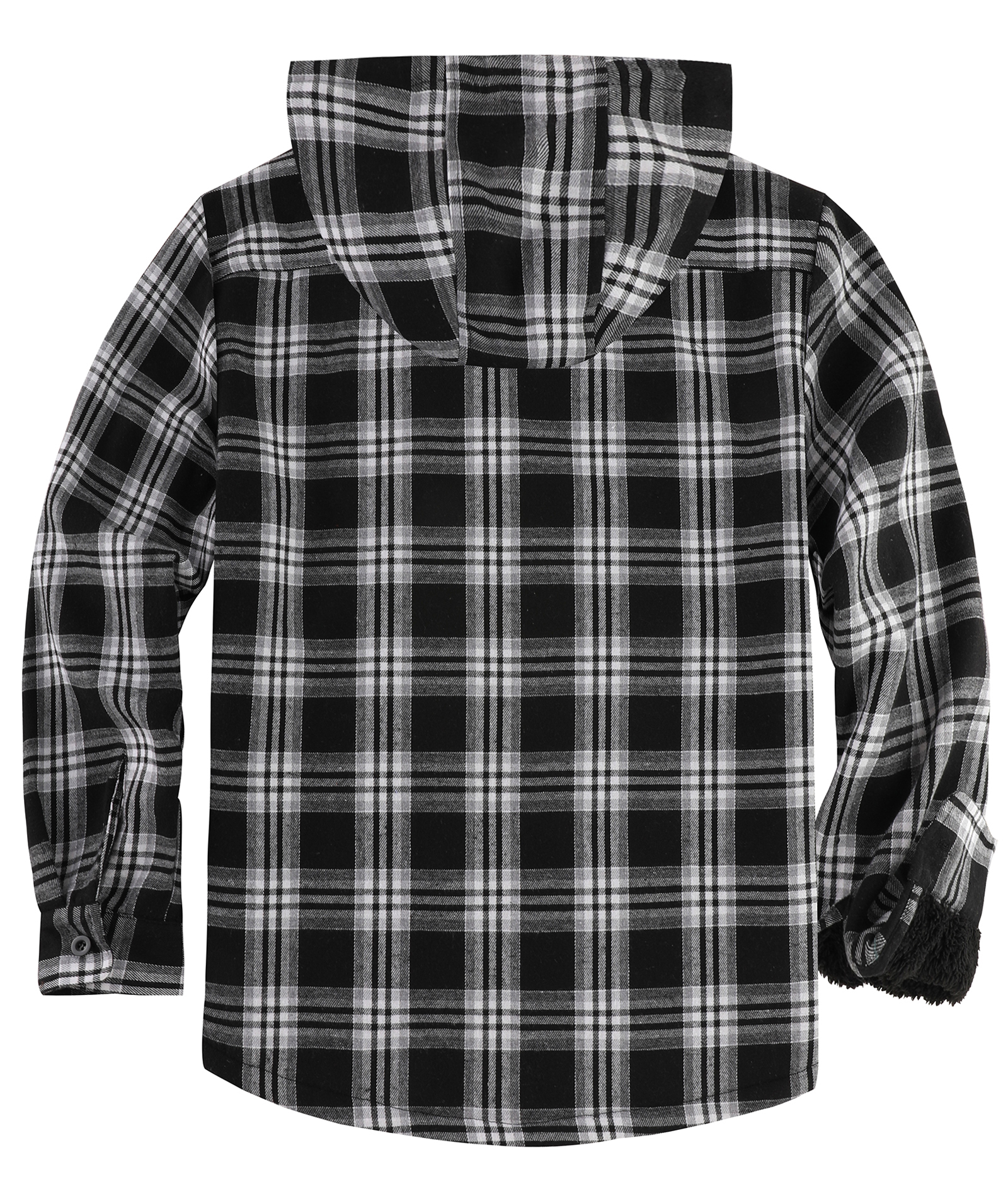 ZITY Men's Autumn Winter Plaid Thick Sherpa Line Hoodie-CUMJA05731