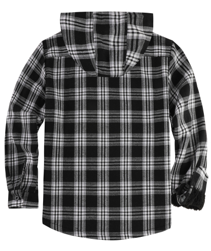 ZITY Men's Autumn Winter Plaid Thick Sherpa Line Hoodie-CUMJA05731