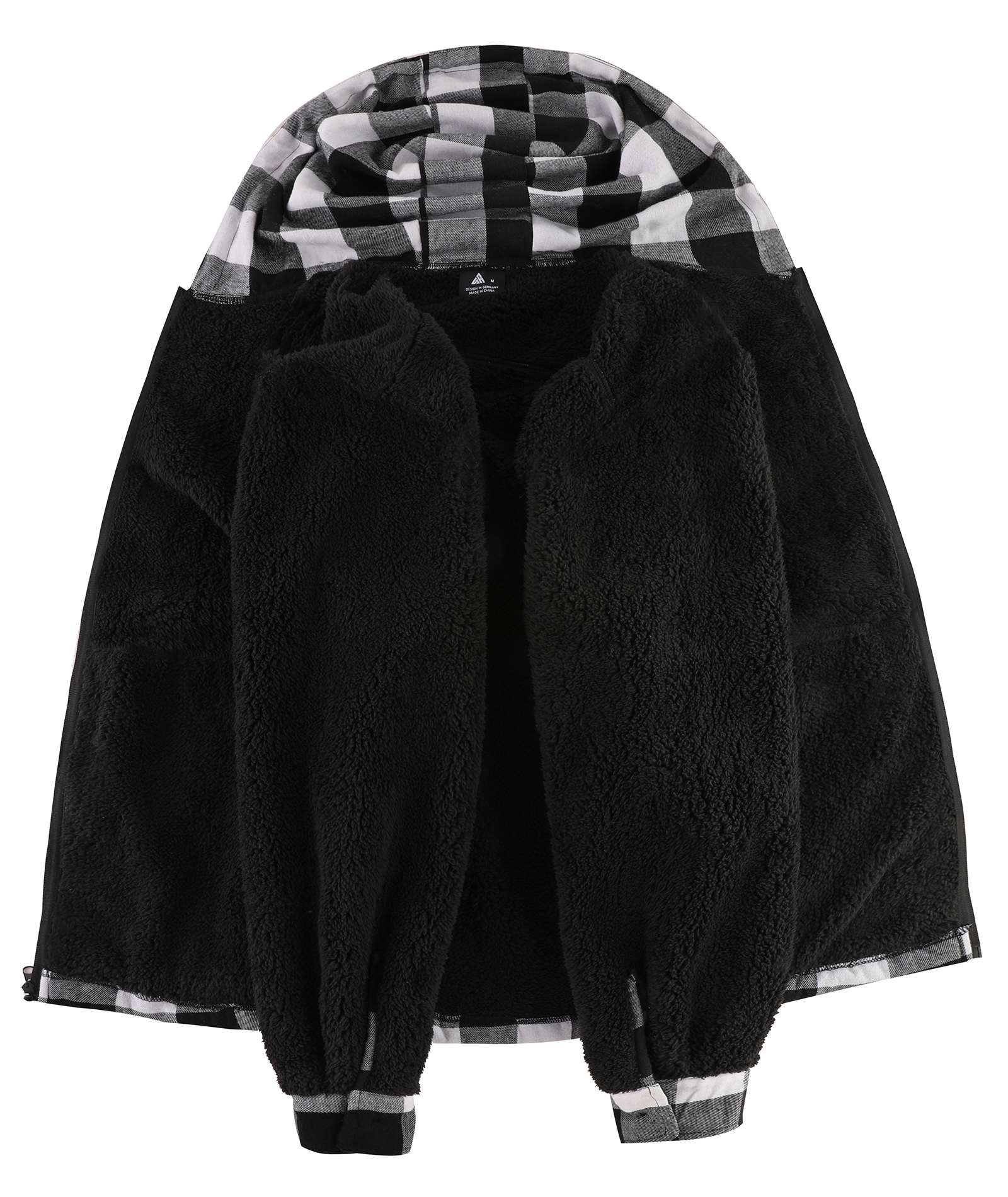 ZITY Men's Autumn Winter Plaid Thick Sherpa Line Hoodie-CUMJA05731