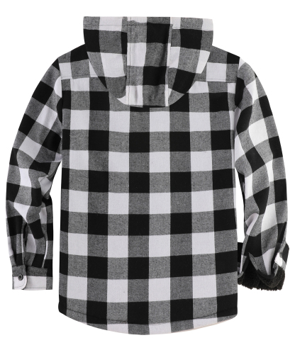 ZITY Men's Autumn Winter Plaid Thick Sherpa Line Hoodie-CUMJA05731