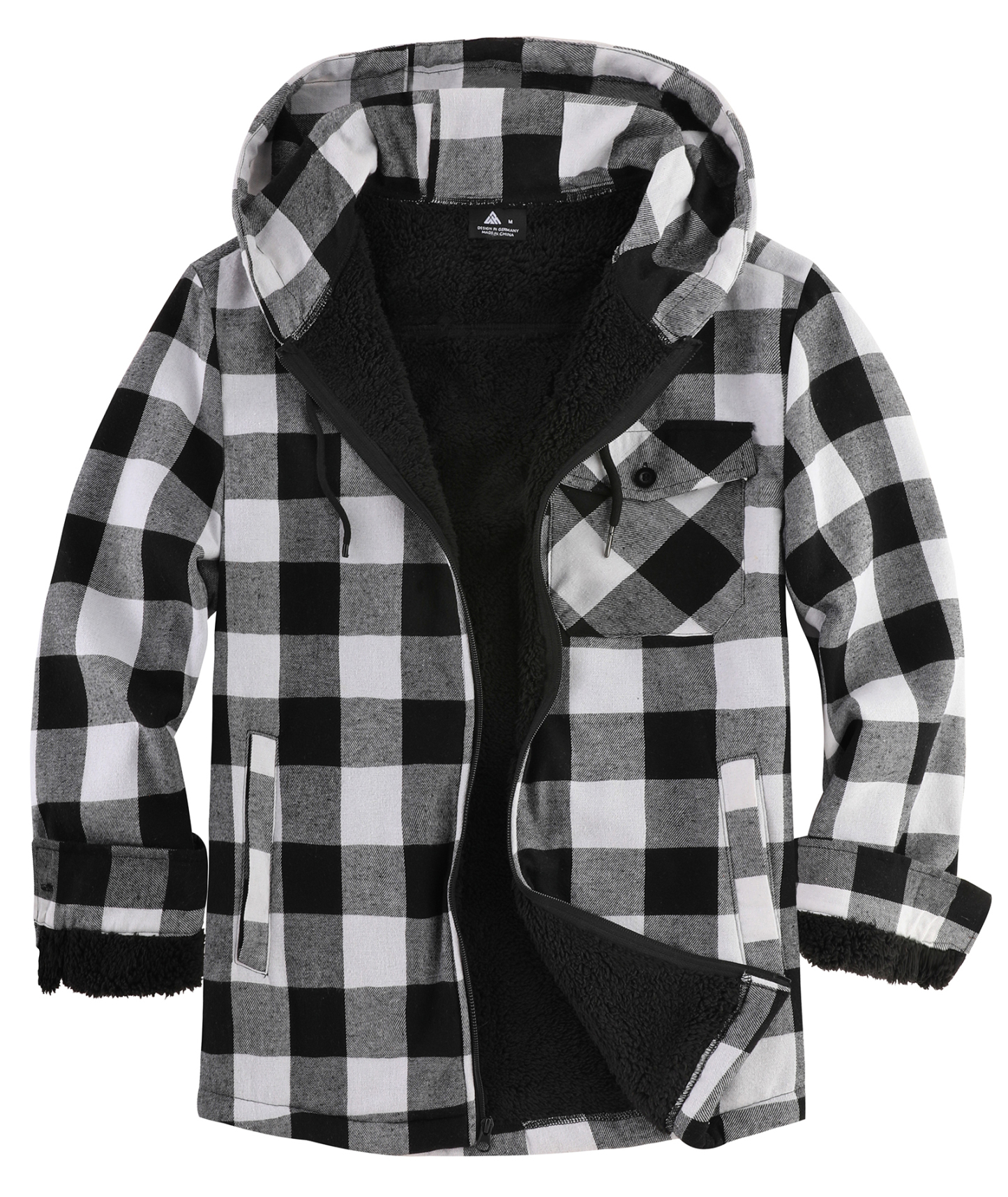 ZITY Men's Autumn Winter Plaid Thick Sherpa Line Hoodie-CUMJA05731