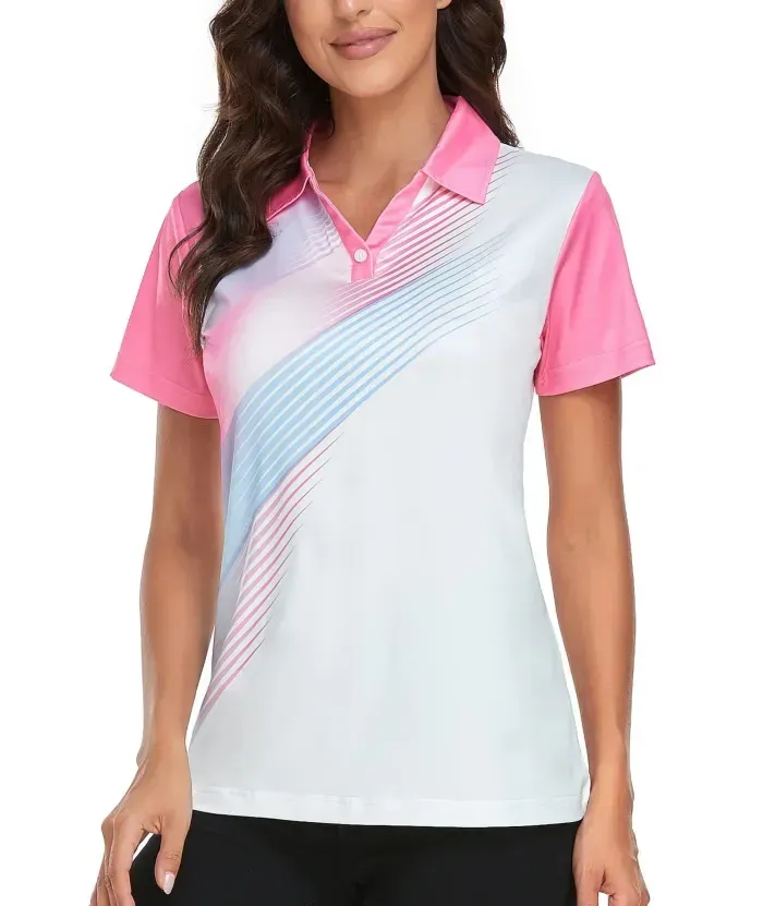 ZITY Women's Quick Dry Short Sleeve Button Up Polo Shirt-ZPK003076 | Zitysports
