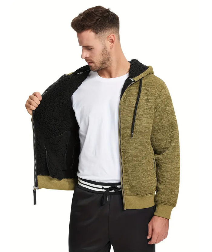 ZITY Men's Warm Fleece Solid Color Casual Zip Up Hoodie-ZPK005323 | Zitysports