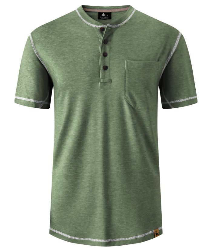 ZITY Men's Slim Fit Button Up Chest Pocket T-Shirt-CUMSS01983