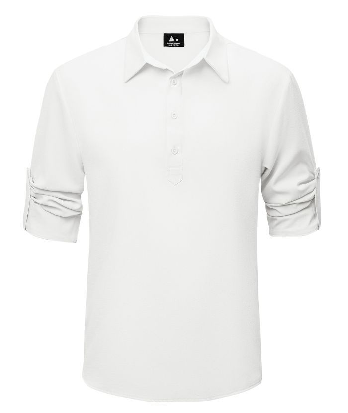 ZITY Men's Long Sleeve Button Up Polo Shirt-CUMLS01287