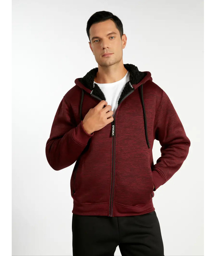 ZITY Men's Warm Fleece Solid Color Casual Zip Up Hoodie-ZPK005323 | Zitysports
