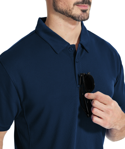 ZITY Men's Slim Fit Button Up Golf Polo Shirt-CUMPO03930