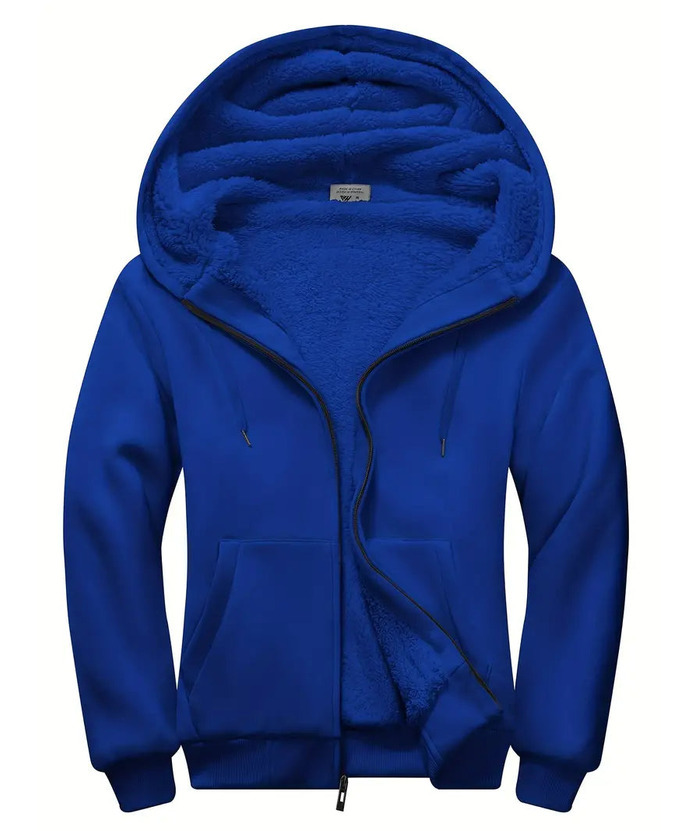 ZITY Men's Solid Hooded Jacket Thick Fleece Hoodie For Fall Winter-ZPK007270 | Zitysports