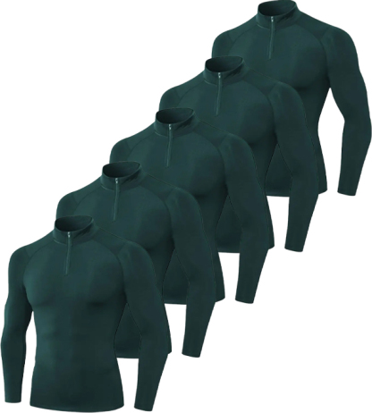 5 Pack Men's Quarter Zip Sports Compression Shirt-DZUHE00188