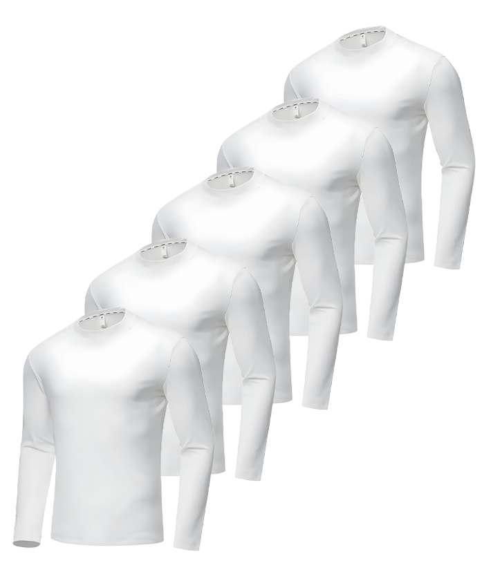 5 Pack Men's Long Sleeve Casual Slim Fit Performance T-Shirt-DZUHE00172