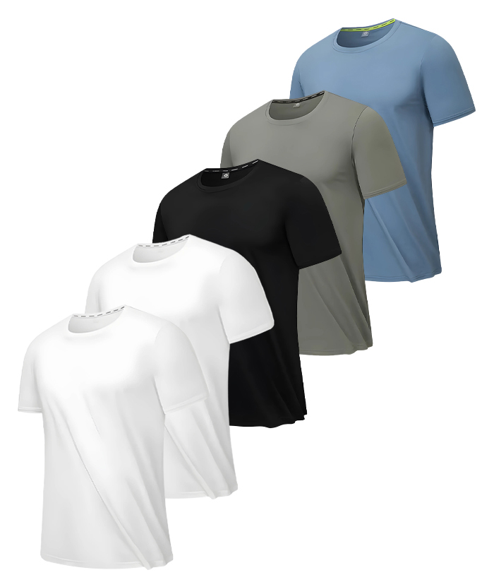 Men's Round Neck Dri Fit Sports T-Shirt Pack of 5 | Zitysports
