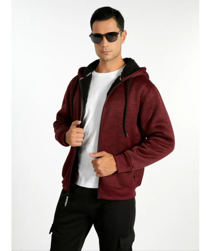 ZITY Men's Warm Fleece Solid Color Casual Zip Up Hoodie-ZPK005323 | Zitysports