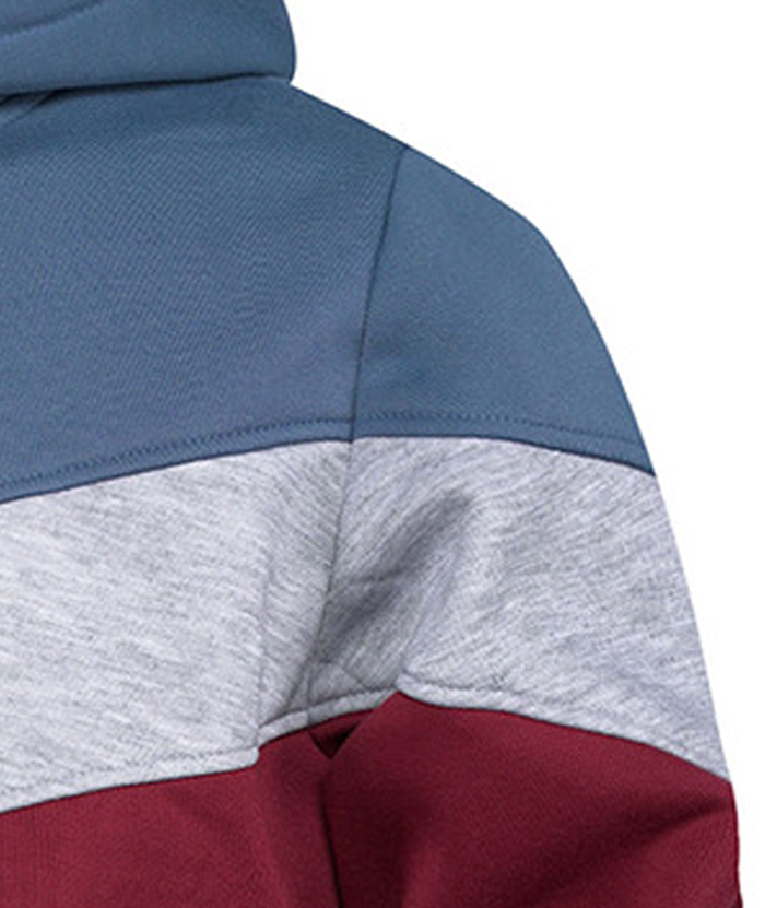 ZITY Men's Color Blocking Contrast Hooded Casual Sports Hoodie-DUMFH04839 | Zitysports