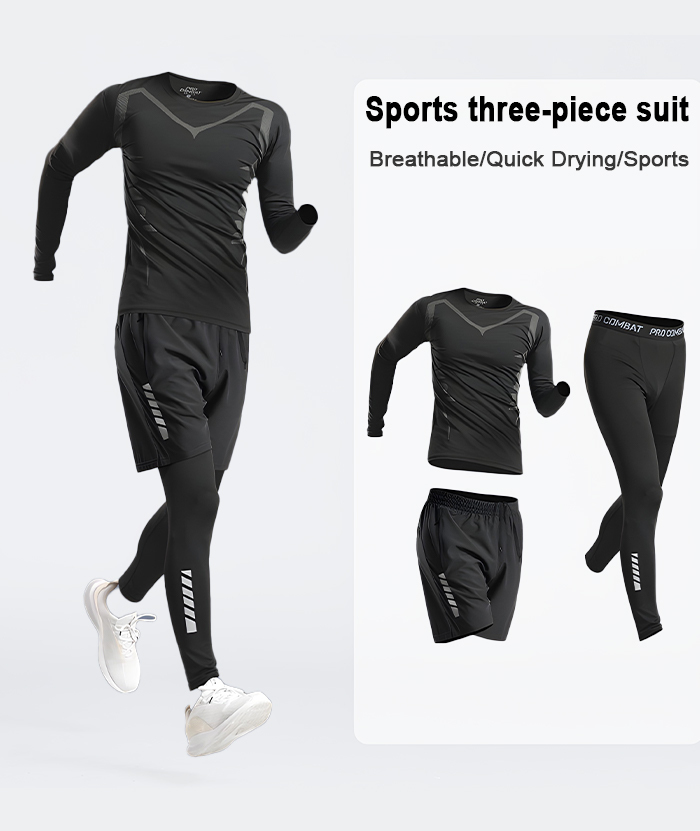 ZITY Men's Sports Shirt Tight Pant loose Shorts 3 Piece Compression Set-DUMTR05983