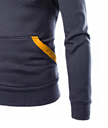 ZITY Men's Button Collar Long Sleeve with Pocket Casual Hoodie-DUMFH05036|Zitysports