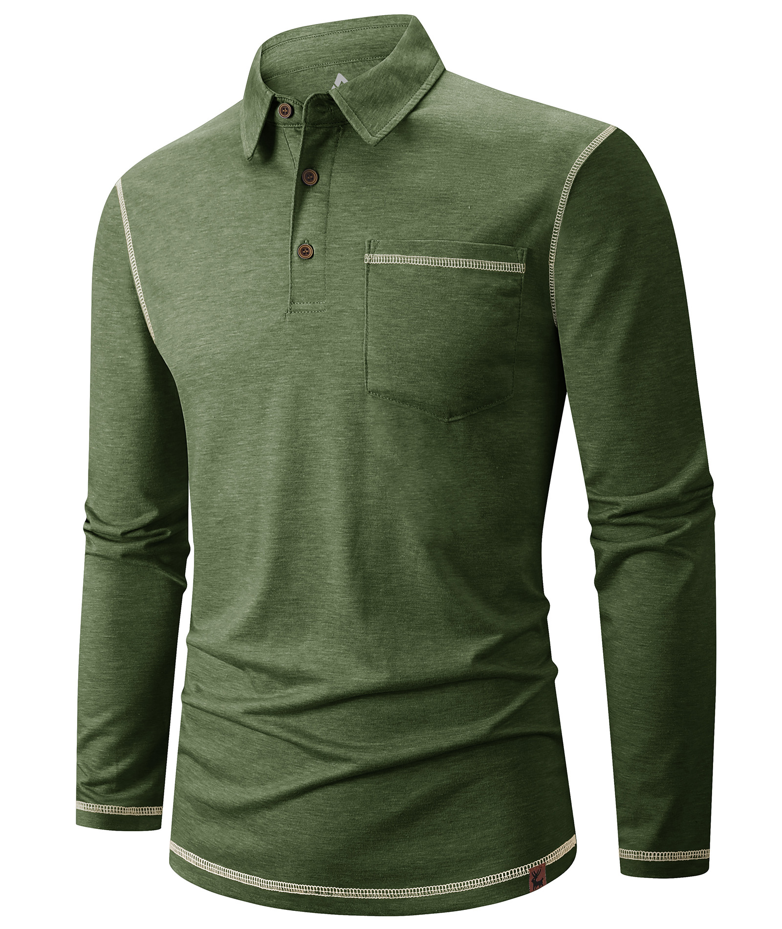 ZITY Men's Button Up Moisture Wicking Long Sleeve Polo Shirt-CUMLP06131