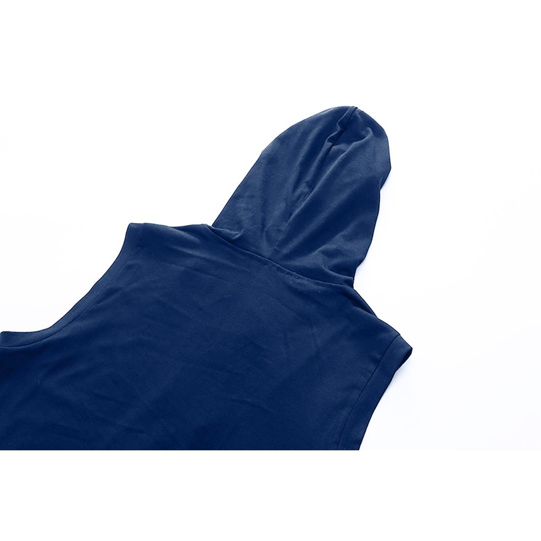 ZITY Men's Sleeveless Fitness Hooded Zipper Drawstring Hoodie-DUMMG05238|Zitysports