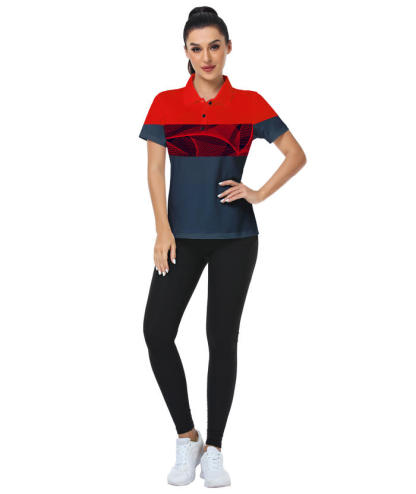 ZITY Women's Casual Printed Dri Fit Golf Polo Shirt-CUWPO02414