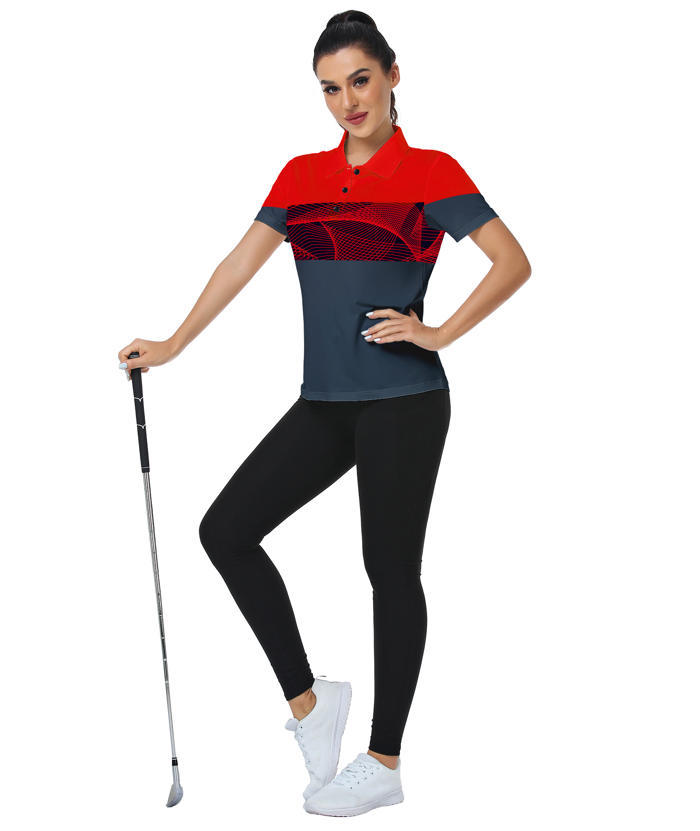 ZITY Women's Casual Printed Dri Fit Golf Polo Shirt-CUWPO02414