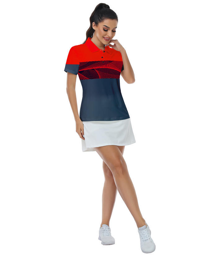 ZITY Women's Casual Printed Dri Fit Golf Polo Shirt-CUWPO02414