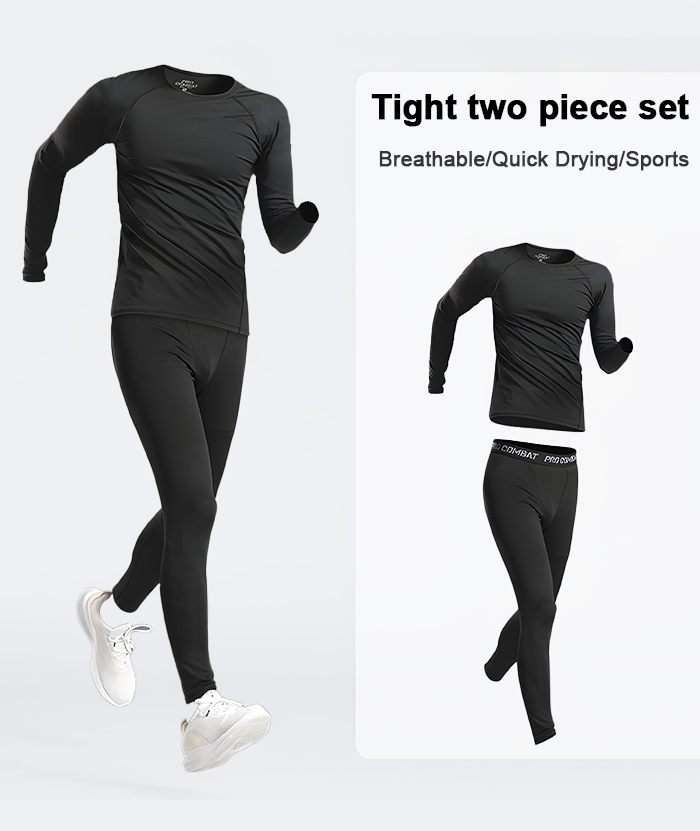 ZITY Men's Dri Fit Sports Shirt Tight Pant 2 Piece Compression Set-DUMTR05982