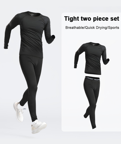ZITY Men's Dri Fit Sports Shirt Tight Pant 2 Piece Compression Set-DUMTR05982
