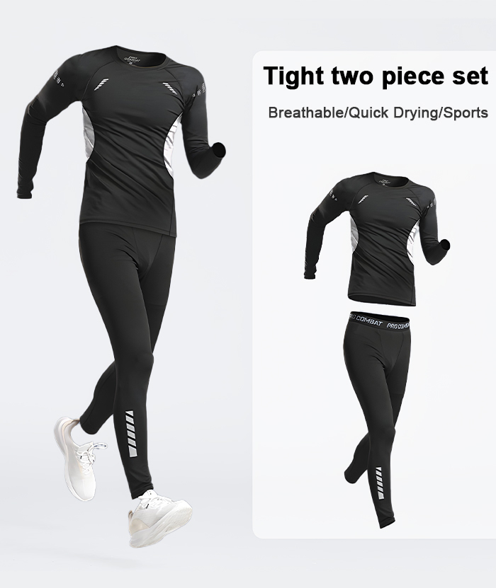 ZITY Men's Dri Fit Sports Shirt Tight Pant 2 Piece Compression Set-DUMTR05982