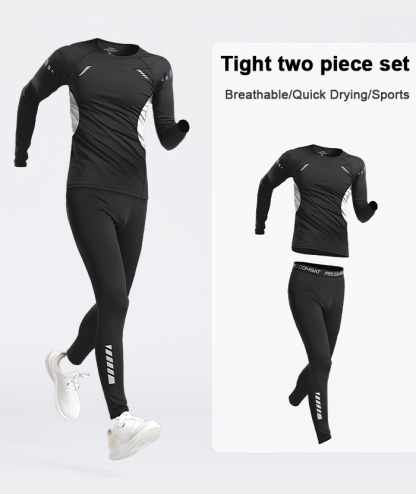 ZITY Men's Dri Fit Sports Shirt Tight Pant 2 Piece Compression Set-DUMTR05982