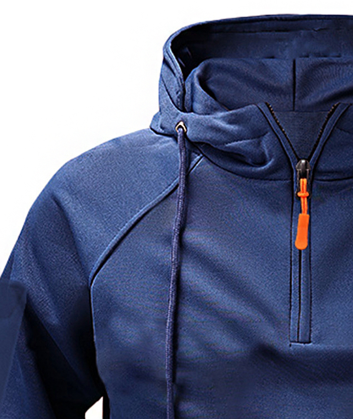 ZITY Men's Solid Quarter-Zip Hoodie-DUMFH04875 | Zitysports