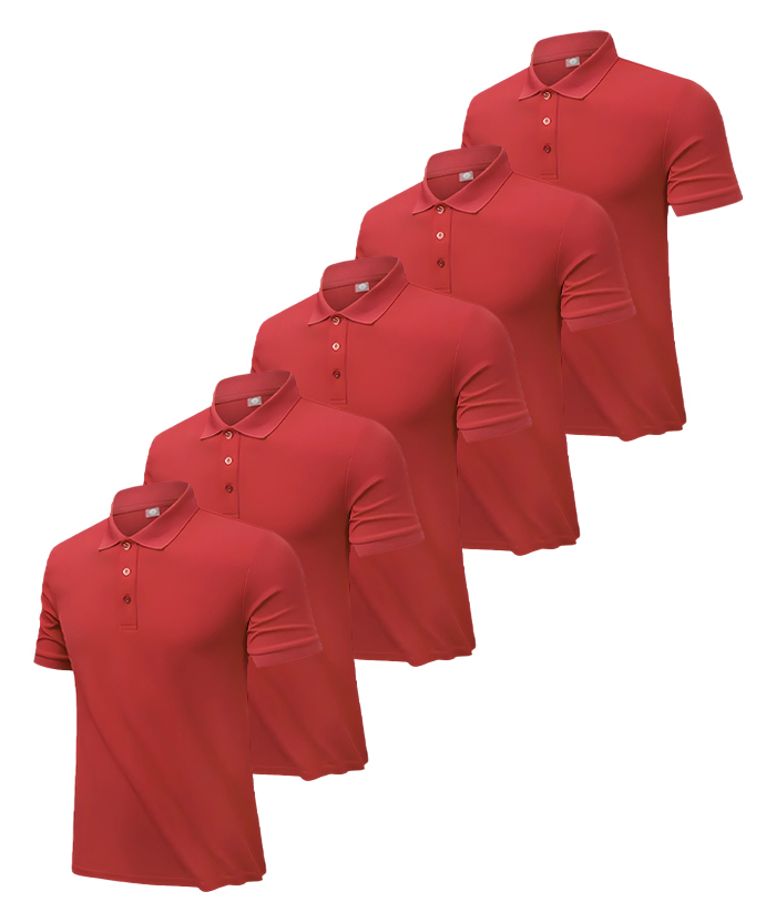 5 Pack Men's Button Up Dri Fit Summer Polo Shirt-DZUHE00178
