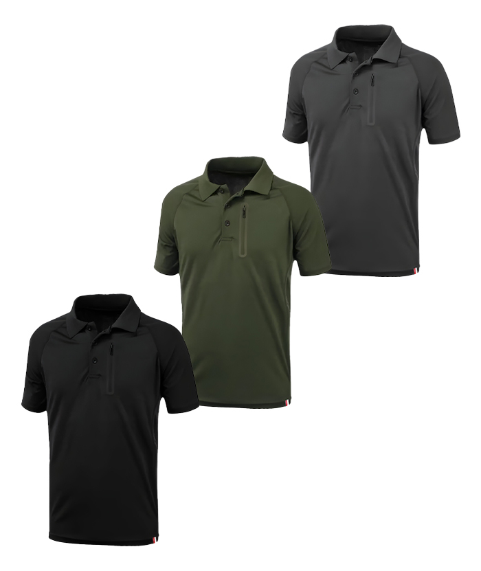 3 Pack Men's Dri-fit Polo Shirt With Zip Pocket-TZUHE00140