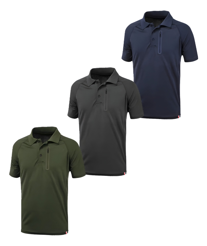 3 Pack Men's Dri-fit Polo Shirt With Zip Pocket-TZUHE00140