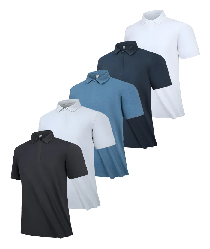 Men's Button Up Workout Dry Fit Polo Shirt Pack of 5 | Zitysports