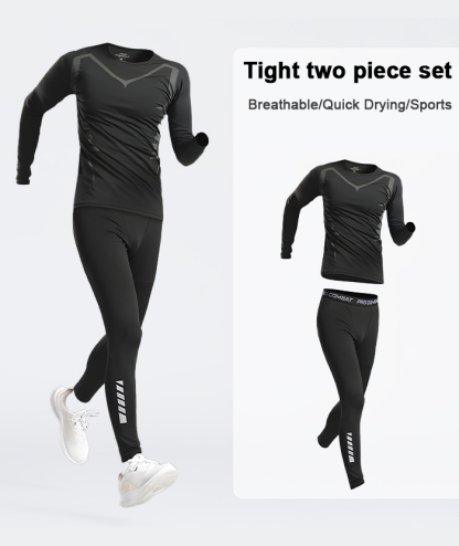ZITY Men's Dri Fit Sports Shirt Tight Pant 2 Piece Compression Set-DUMTR05982