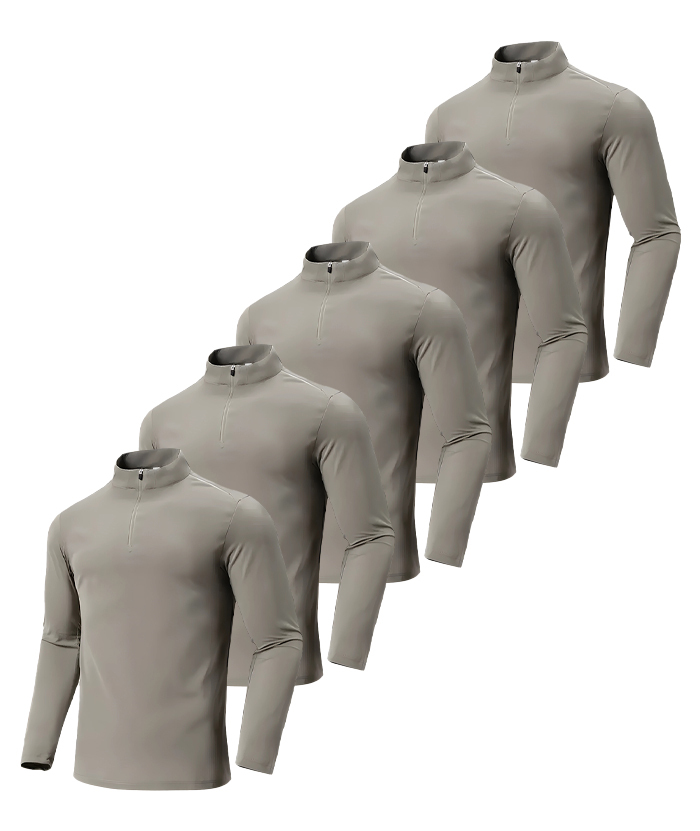 5 Pack/3 Pack Men's Quarter Zip Stand Collar Long Sleeve T-Shirt-DZUHE00180