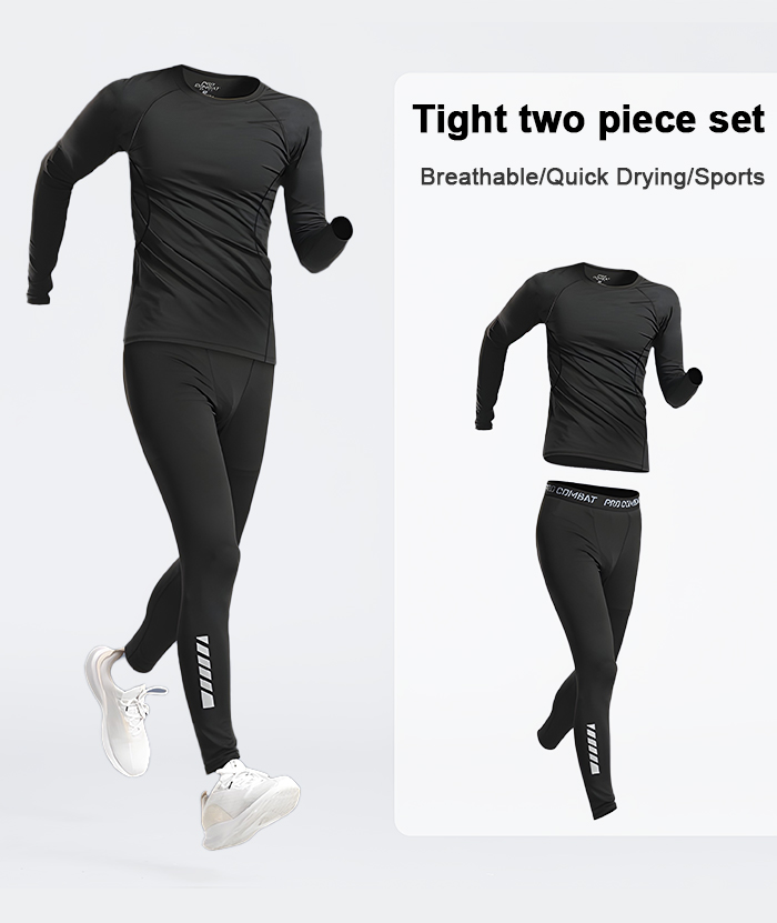 ZITY Men's Dri Fit Sports Shirt Tight Pant 2 Piece Compression Set-DUMTR05982