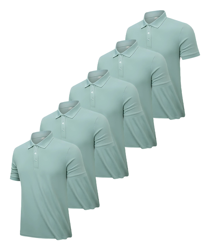 5 Pack Men's Button Up Dri Fit Summer Polo Shirt-DZUHE00178