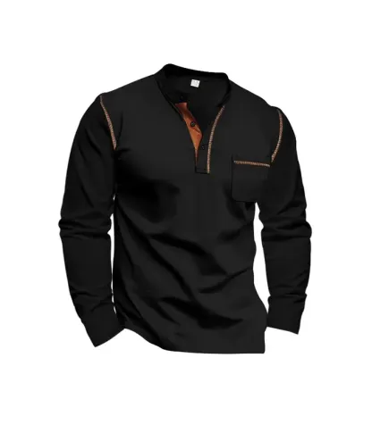 ZITY Men's Quick Dry Long Sleeve Henley Shirt-DUMFH04833 | Zitysports