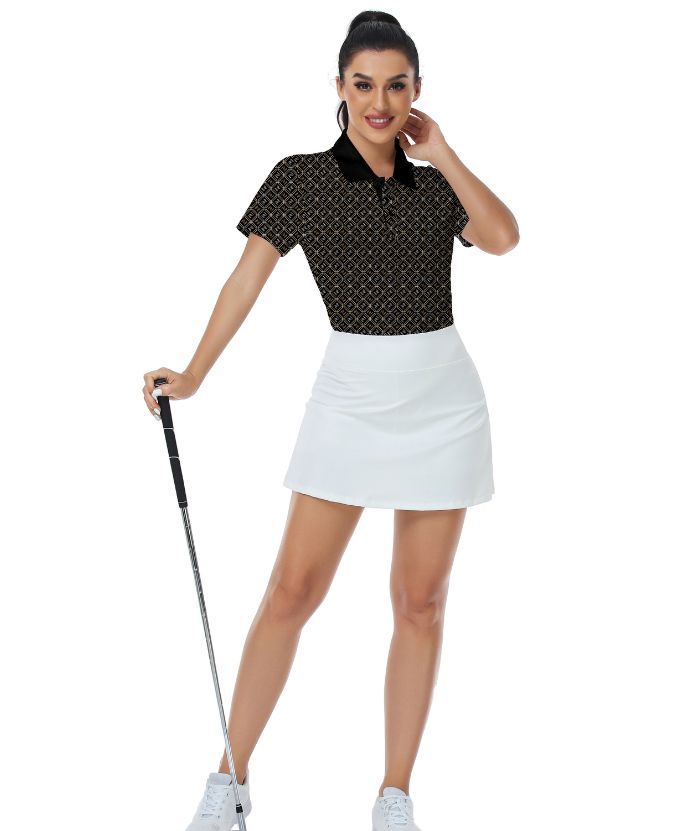ZITY Women's Button Up Printed Golf Polo Shirt-CUWPO02027