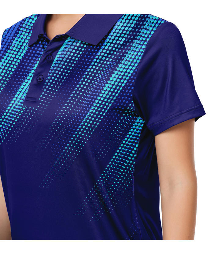 ZITY Women's Dotted Print Dri Fit Golf Polo Shirt-CUWPO02413
