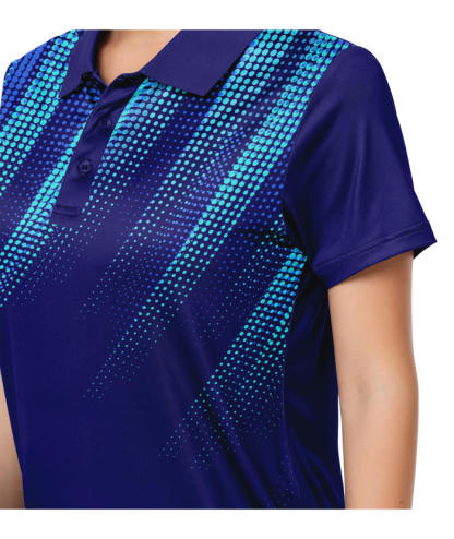 ZITY Women's Dotted Print Dri Fit Golf Polo Shirt-CUWPO02413