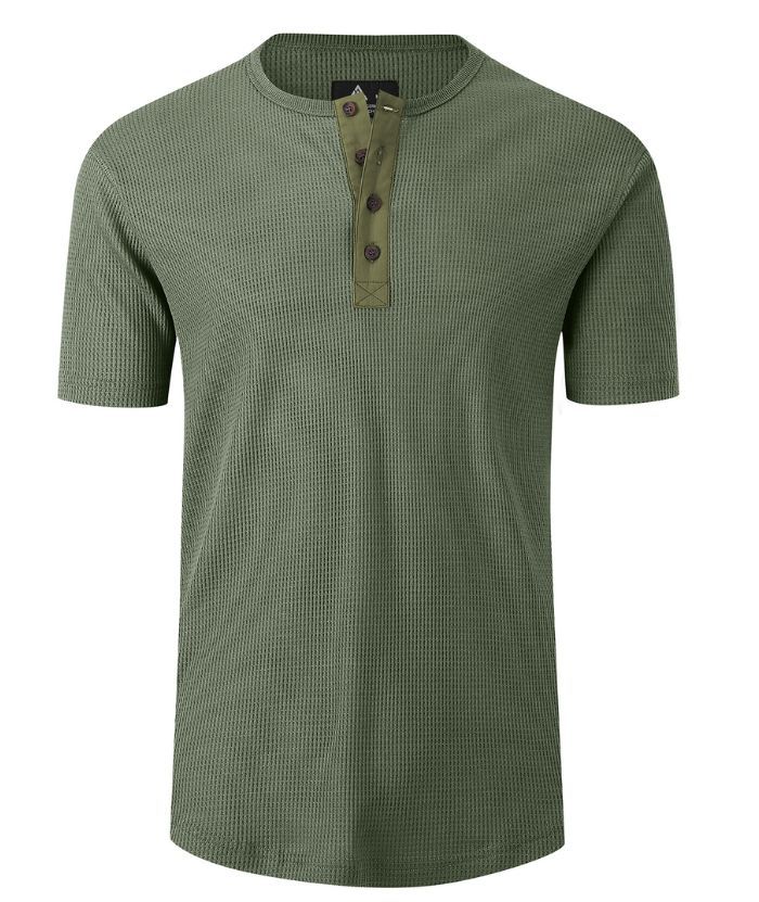 ZITY Men's Slim Fit Button Up Summer T-Shirt-CUMSS01786