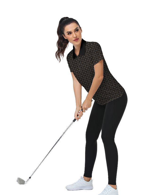 ZITY Women's Button Up Printed Golf Polo Shirt-CUWPO02027