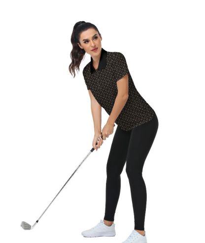 ZITY Women's Button Up Printed Golf Polo Shirt-CUWPO02027