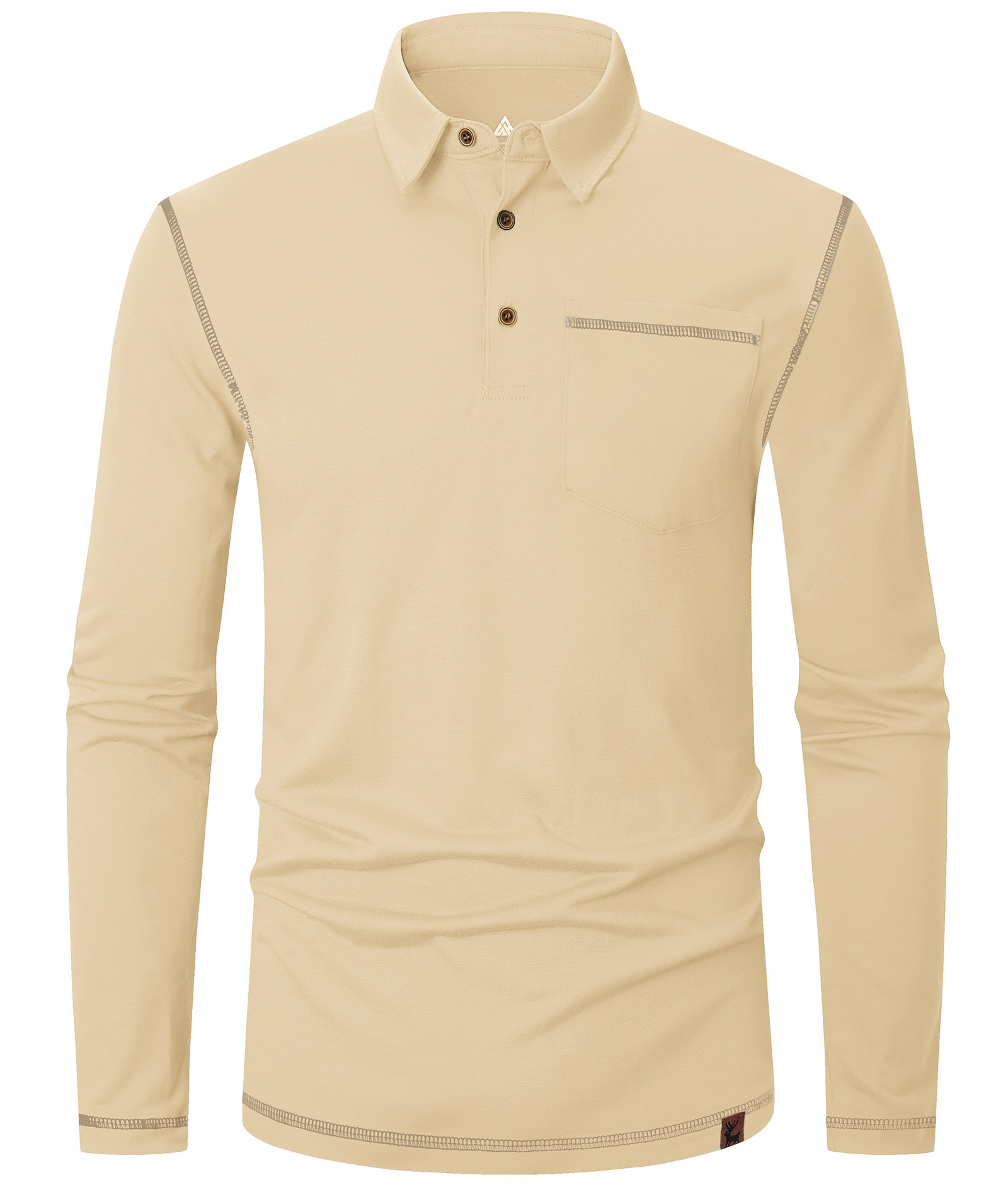 ZITY Men's Button Up Moisture Wicking Long Sleeve Polo Shirt-CUMLP06131