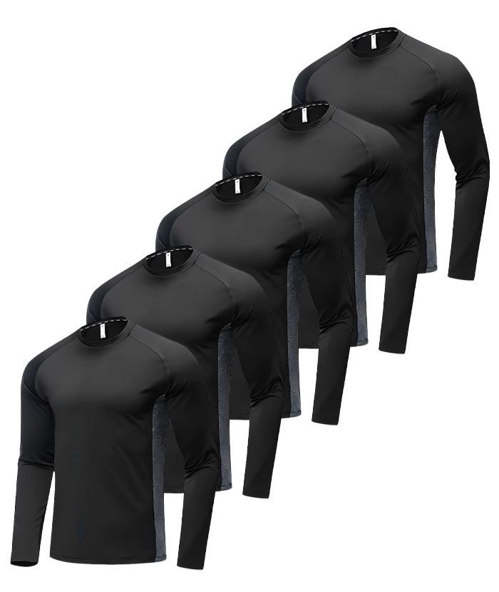 5 Pack Men's Casual Slim Fit Long Sleeve T-Shirt-DZUHE00171