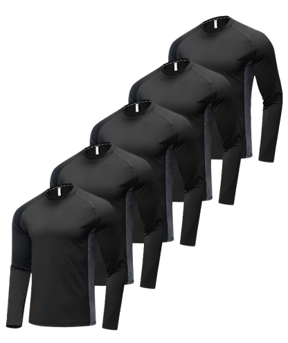 5 Pack Men's Casual Slim Fit Long Sleeve T-Shirt-DZUHE00171