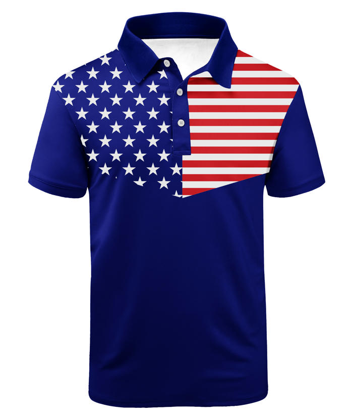 ZITY Men's US Flag Dri Fit Performance Golf Polo Shirt-APOH700105