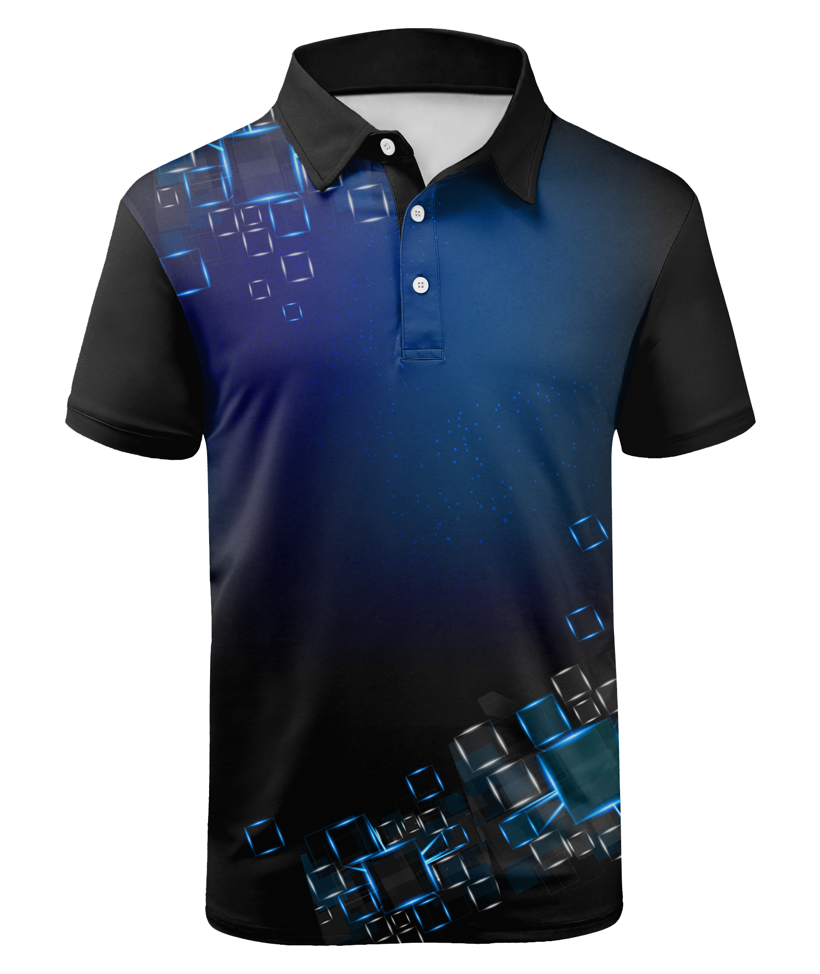 ZITY Men's Button Up 3D Print Dri Fit Polo Shirt-APOH700036